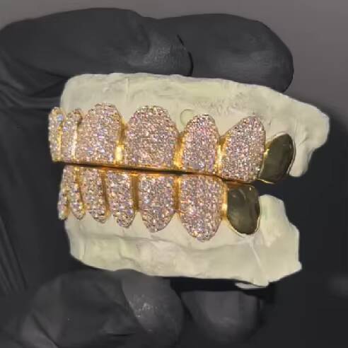 Pass Diamond Tester Iced Out 8 Top 6 Bottom Custom Grillz Teeth 925 Sterling Silver Buss Down Grillz Moissanite