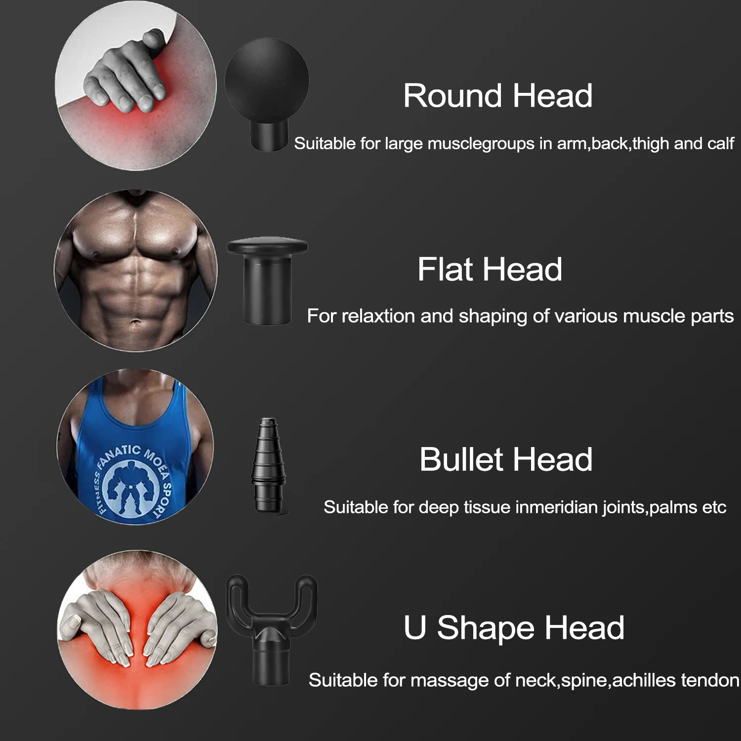 Massage Gun Deep Tissue Muscle Fascia gunMuscle Massage Gun for Pain Relief with 4 Massage Heads 6 Speeds 260129