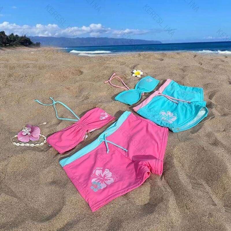 Y2k Girly style subculture Cutie summer Retro millennium hanging neck suspender Sexy beach kawaii classic comfortable bikini set C260207