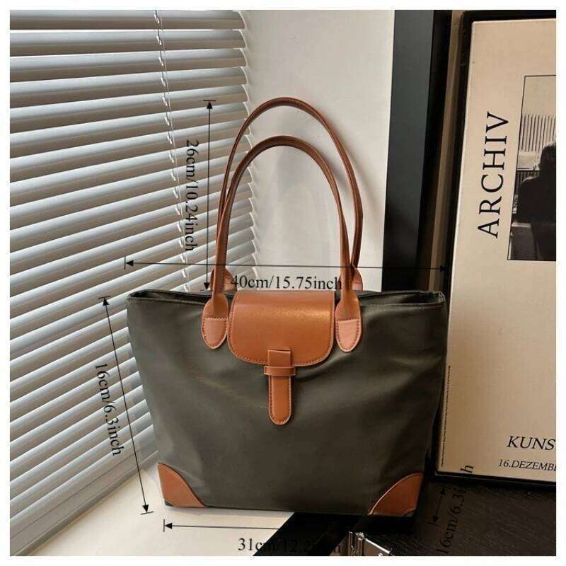 New large-capacity, fashionable stylish, casual and textured underarm single-shoulder tote bag, simple Oxford fabric, women' C260207