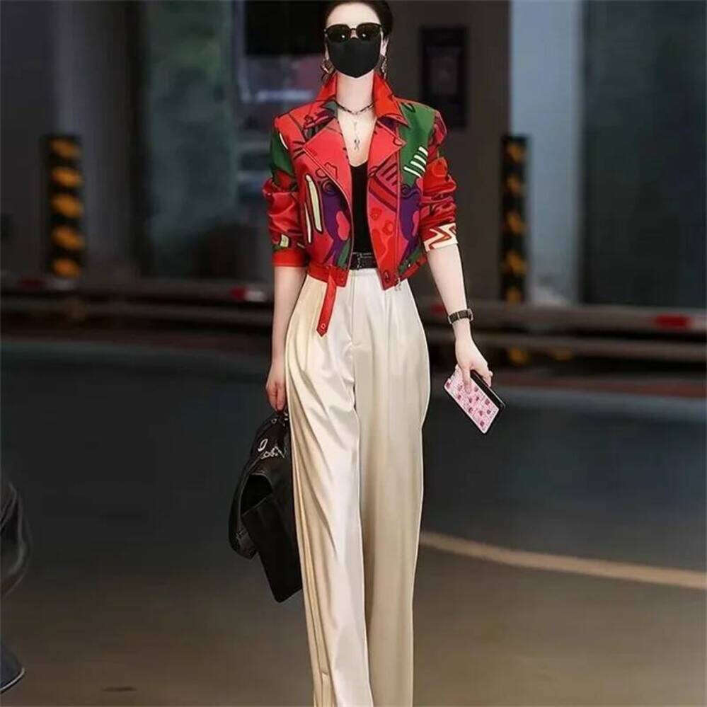 ZHE HAN Women Jacket 2025 New Female Short Coat Fashion Printing Jackets Ladies Xiaoxiangfeng High-End Coats With Lining Overcoat Lady