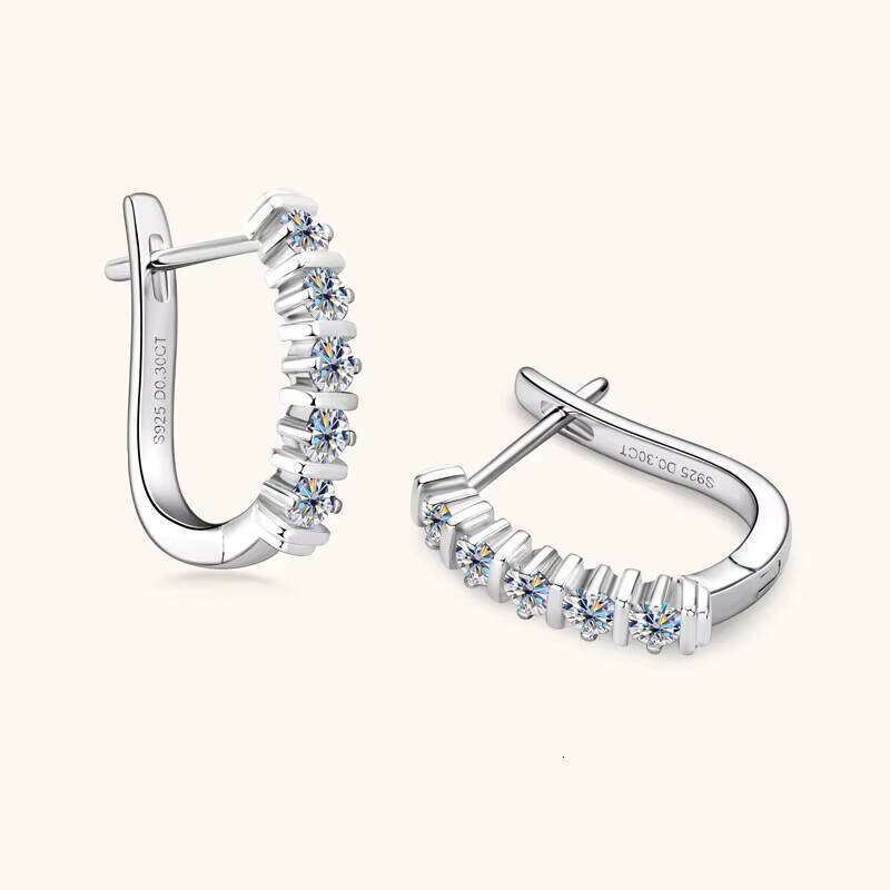 Fashion 925 Sterling Silver 18 K Gold Plated Claw Setting Round Cut 0.6Ct VVS GRA Moissanite Anti Tarnish Jewelry Hoop Earrings