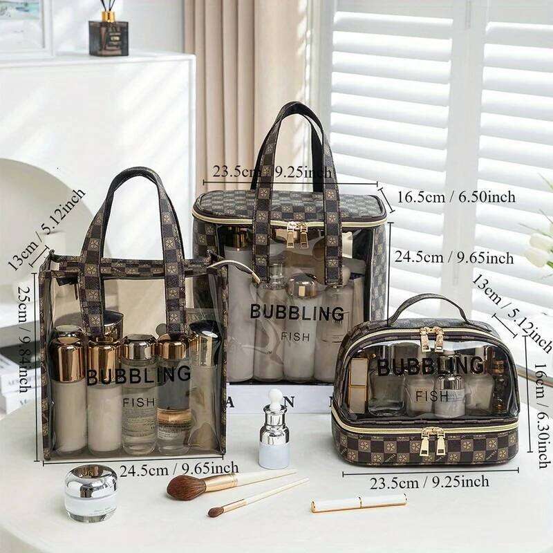 Checkered Simple and Exquisite Handbag Portable Mini Travel Makeup Storage Toilet Bag Y260206