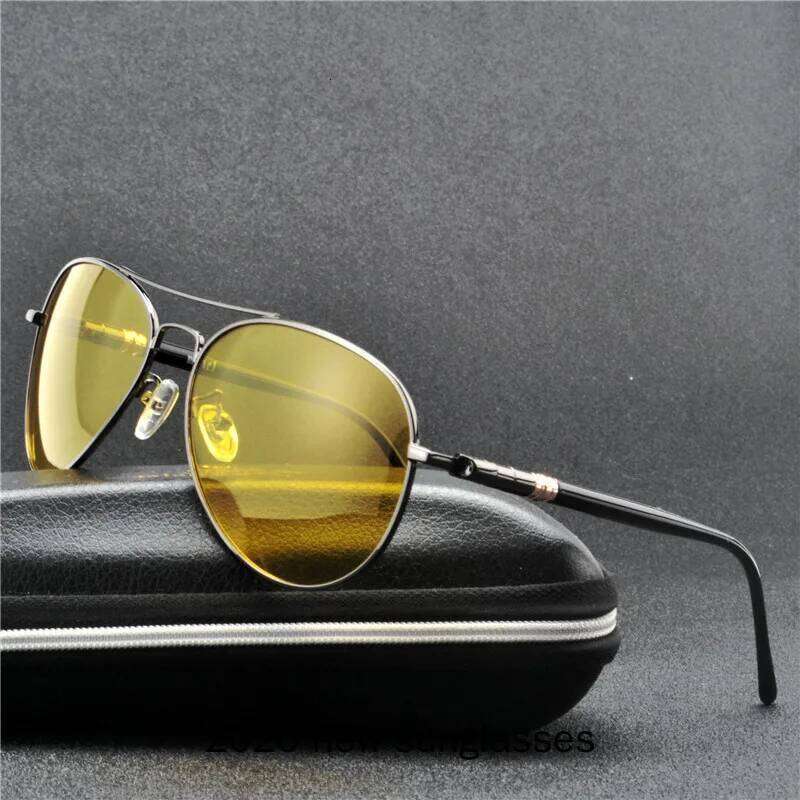 2020 New Vision Sunglasses Men Polarized Pilot Yellow Night Sight Car Driving Glasses Anti-glare Male Goggles UV400 NX Y260207