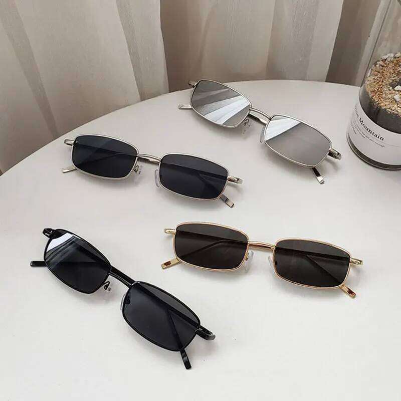 Fashion Small Rectangle Sunglasses Men Women Vintage Square Driving Sun Glasses Luxury Brand Metal Frame Eyewear Y260207