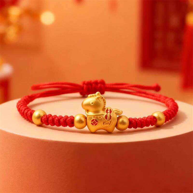 Red Lucky Braided Rope Bracelet For Women Chinese Style Horse Beaded Bracelets New Year Blessing Jewelry Gifts Yuansiqi