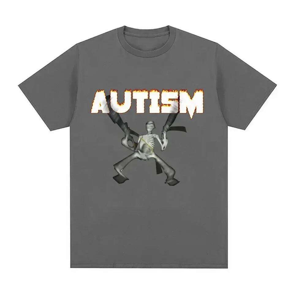 Autism Skeleton Meme T Shirt Humor Funny Skull Men Women Fashion Hip Hop T-shirt Casual Cotton Short Sleeve Oversized T-shirts C260207