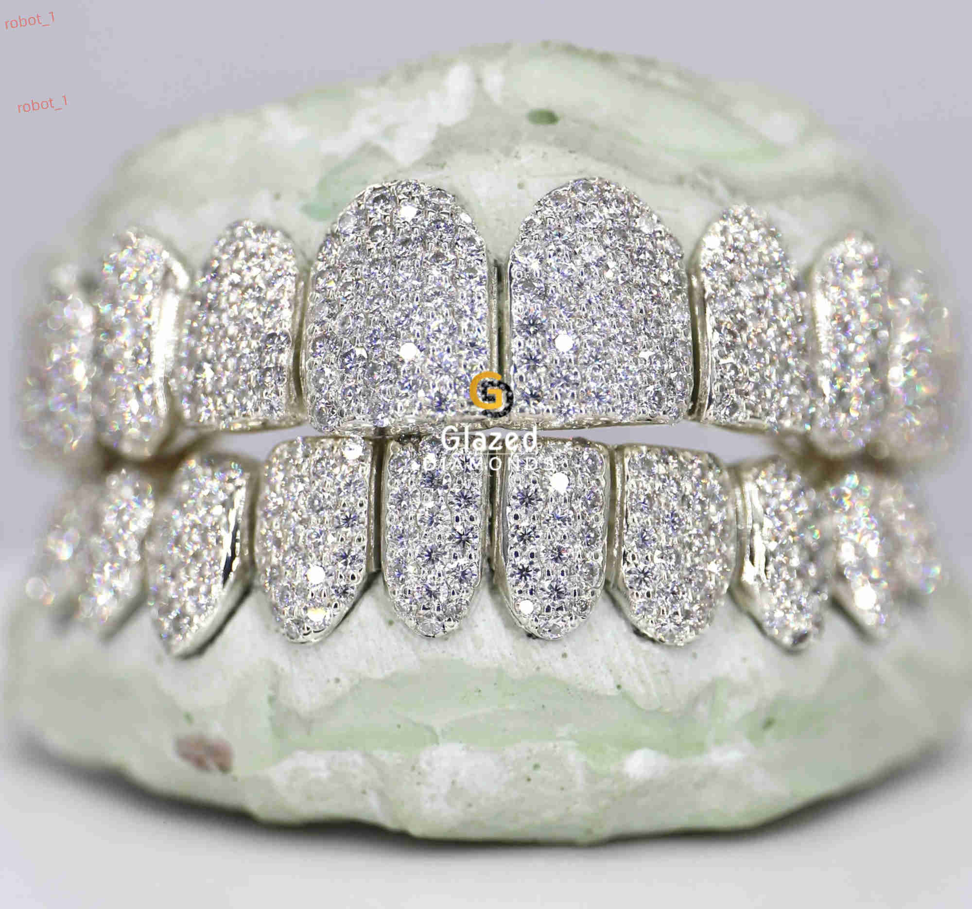 10 on 10 Teeth Iced Out Grillz Top Bottom Moissanite Diamond Gold Silver Customize Color Teeth Grillz for Men Women