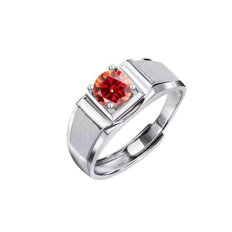 Simple Fashion 925 Silver Rhodium Plated Mens Engagement Diamond Rings Round Cut 1Ct VVS GRA Multi Colorful Moissanite Jewelry