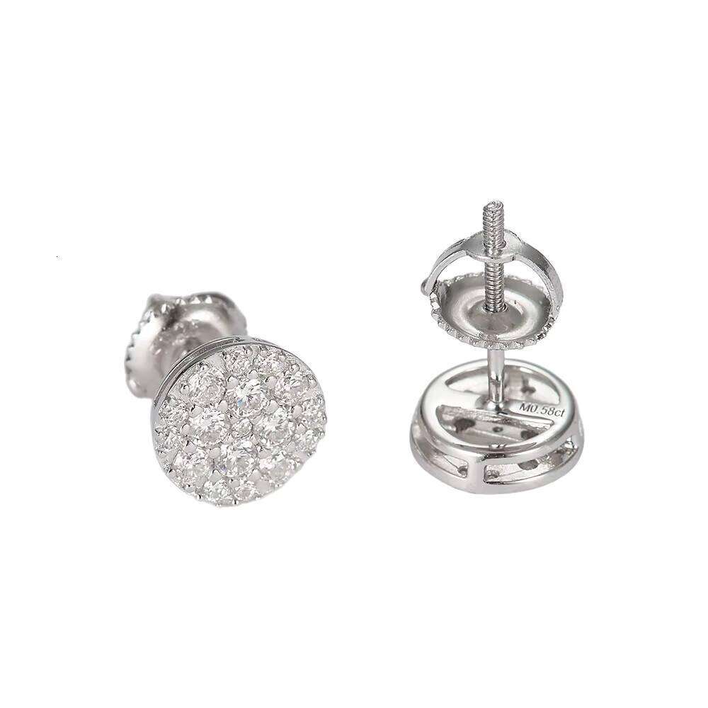 Pass Tester GRA Certified VVS Diamond Iced Out 925 Sterling Silver Jewelry Moissanite Stud Earrings