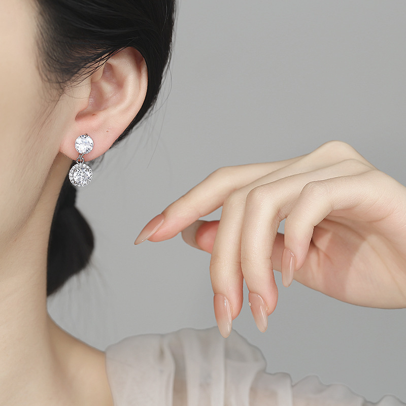 Choucong Sparkling Dangle Earrings Luxury Jewelry 925 Sterling Silver Round Cut Princess Lab Moissanite Diamond Gemstones Party Elegant Lady Drop Earr