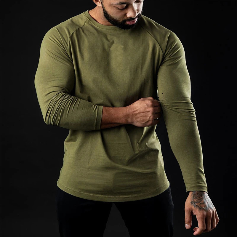 Men Compression Cotton T Shirt Fitness Long Sleeve Sport Tshirt Training Jogging Shirts Gym Sportswear Quick Dry Rashgard 260122