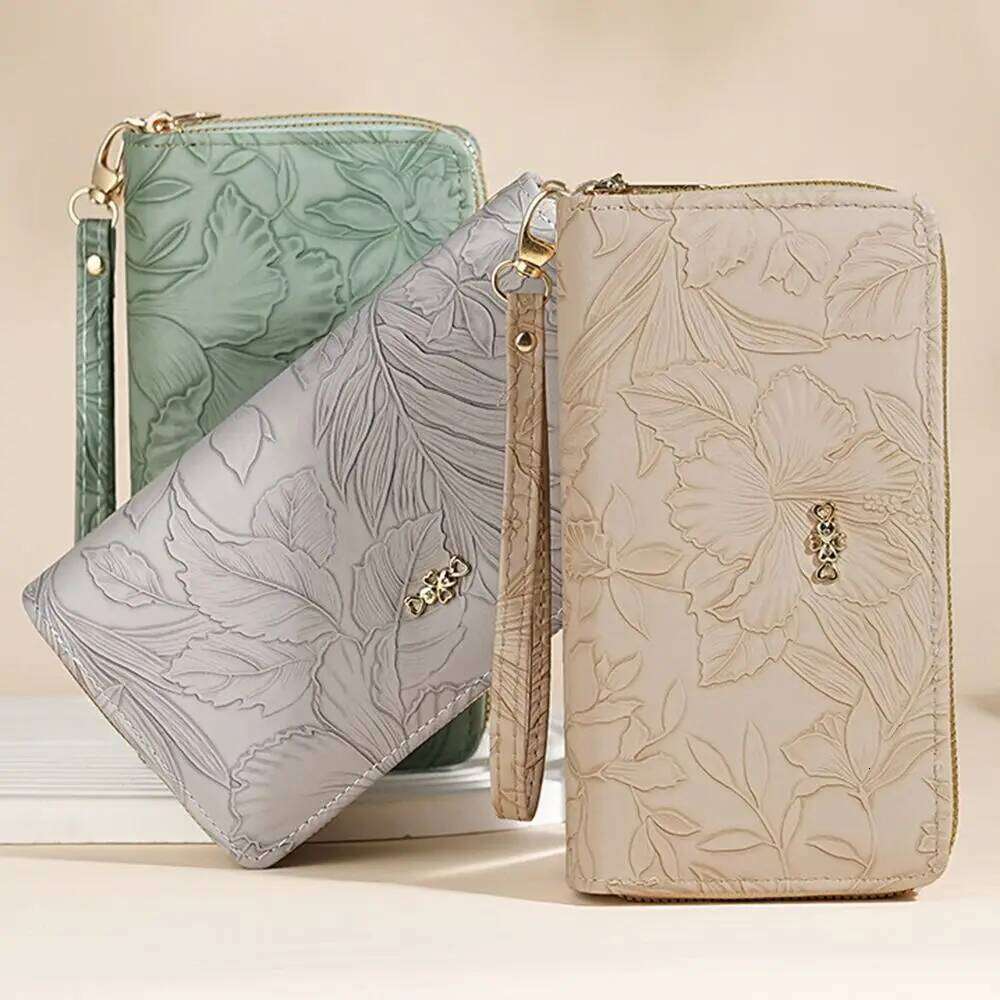 Gifts Double Zipper Long Womens Wallet Multifunctional Embossed Purses Card Holder Large Capacity Clutch Bag Y260206