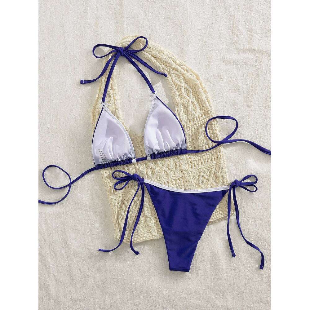 2025 New Sexy Two-piece Bikini Set Women Halter Swimsuit Backless Swimwear Summer Tight Push Up Beachwear Brazilian Bathing Suit C260207