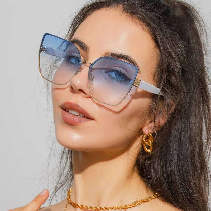 Vintage Square Sunglasses Rimless Frameless Rectangle Shades Gradient Brand Designer Traveling Sun Glasses For Women UV400 Y260207