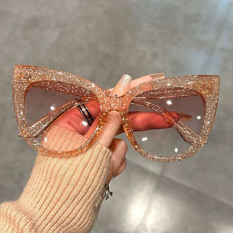 Retro Gradient Lens Cat Eye Sun Shades Large Sunglasses Women - Leopard Fashion For Vacation Beach Party Y260207
