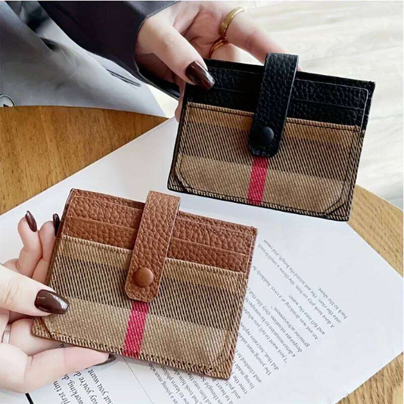 1pc Genuine Leather for Women, Stylish Bi-Fold Slim Mini Wallet, Credit Card Holder Coin Pocket, Snap Closure Y260206