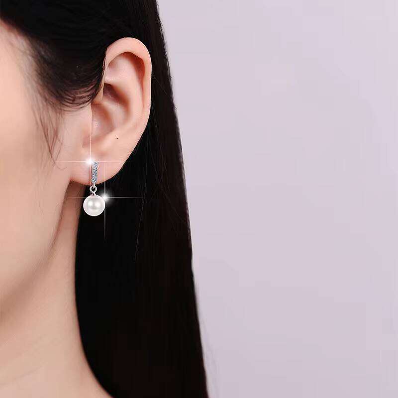 Gorgeous Fashion Full Moissanite S925 Sterling Silver Stud Earrings Pendant Certified Vvs1 Featuring Pearls & Diamonds