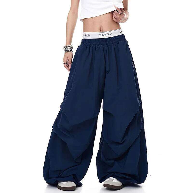 2025 Autumn Men's Parachute Baggy Oversize Red Long Cargo Pants Harajuku Japanese 2000s Style Y2k Vintage Trousers Clothes