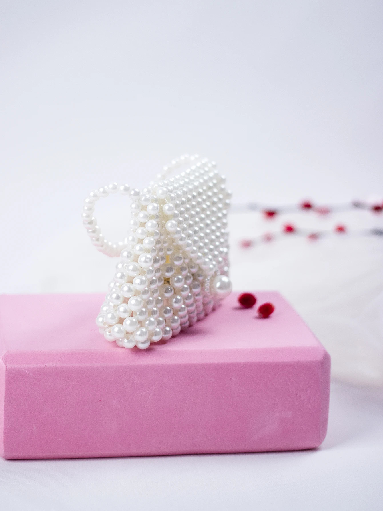 2024 SpringSummer selling Chinese Style Mini Pearl Dumpling Bun Womens Homemade Beaded Weaving Handbag 260208