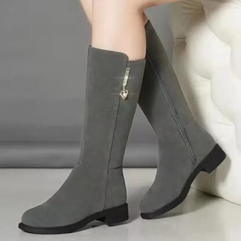 2026 Women Warm Plush Snow Boots Casual Flat Allmatch Cotton Fashion Side Zipper Winter Shoes Thigh High Boot Botas Mujer 260208