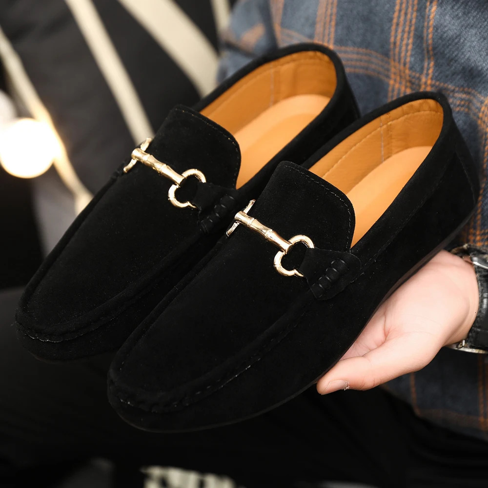 Spring and summer leisure fashion pea shoes suede horse bit buckle lazy comfortable trend black work 260121 - view 5