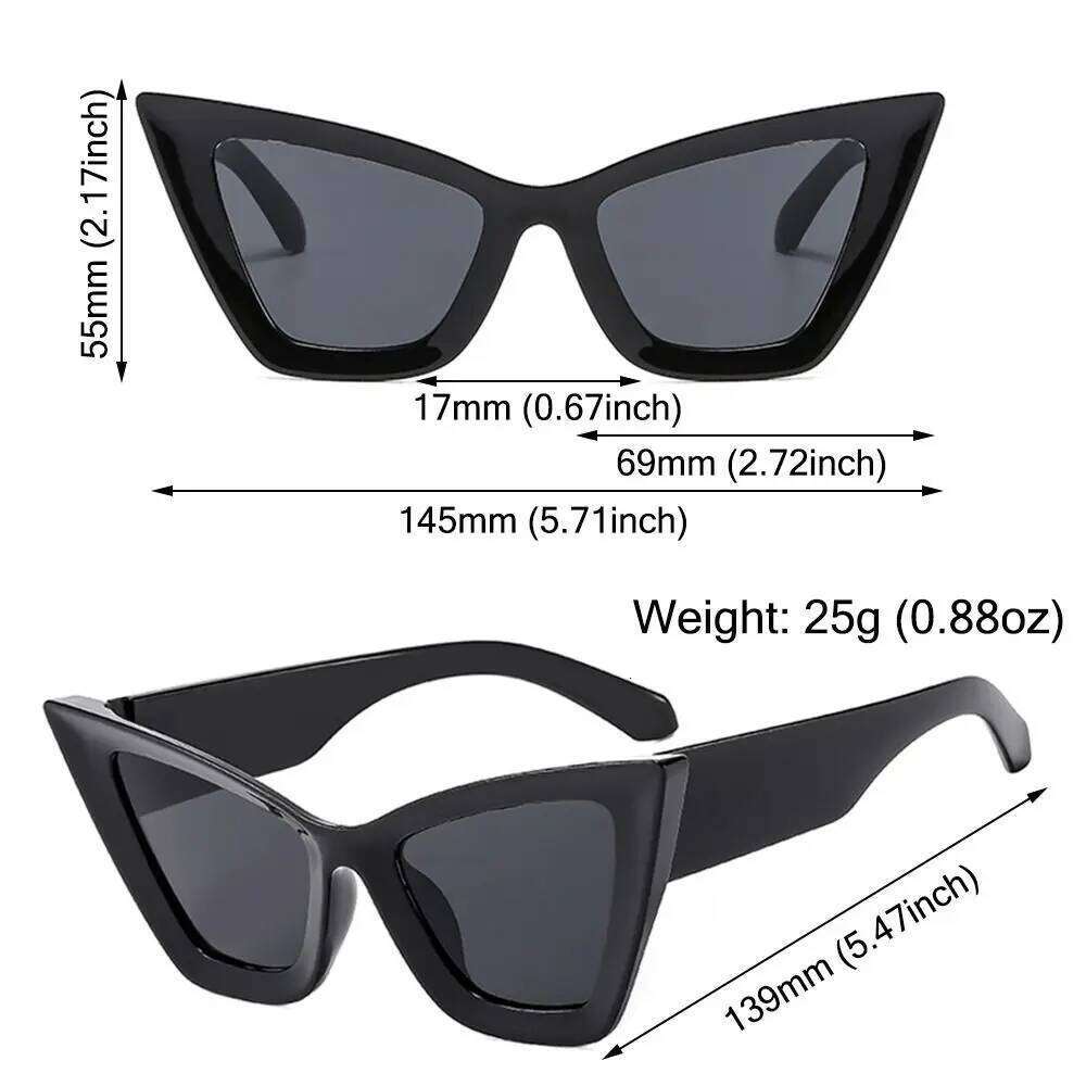 Trendy Oversized Cat Eye Sunglasses UV400 Beach Travel Punk Sun Glasses Black Shades for Women & Men Y260207