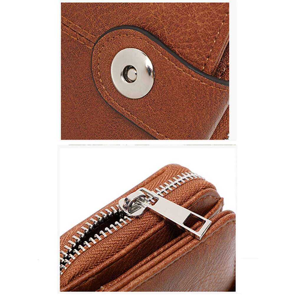 Vintage Women's RFID Blocking Multi-Function Short Fashion Large Capacity Zipper Coin Wallet simple ID Credit Card Holder Y260206