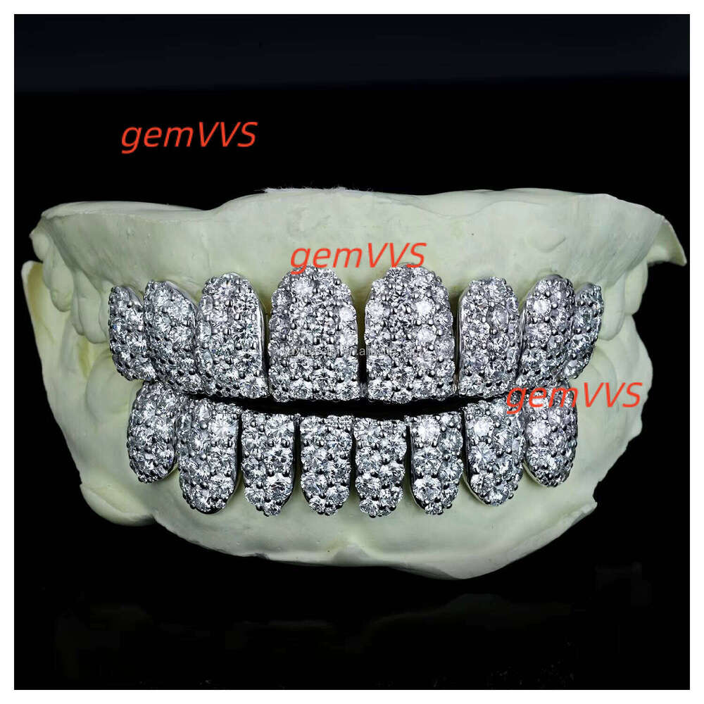 Custom High Quality VVS D Moissanite Diamond Teeth Grillz S925 Silver 10K 14K 18K Solid Gold Brilliant Cut Third Party Certified