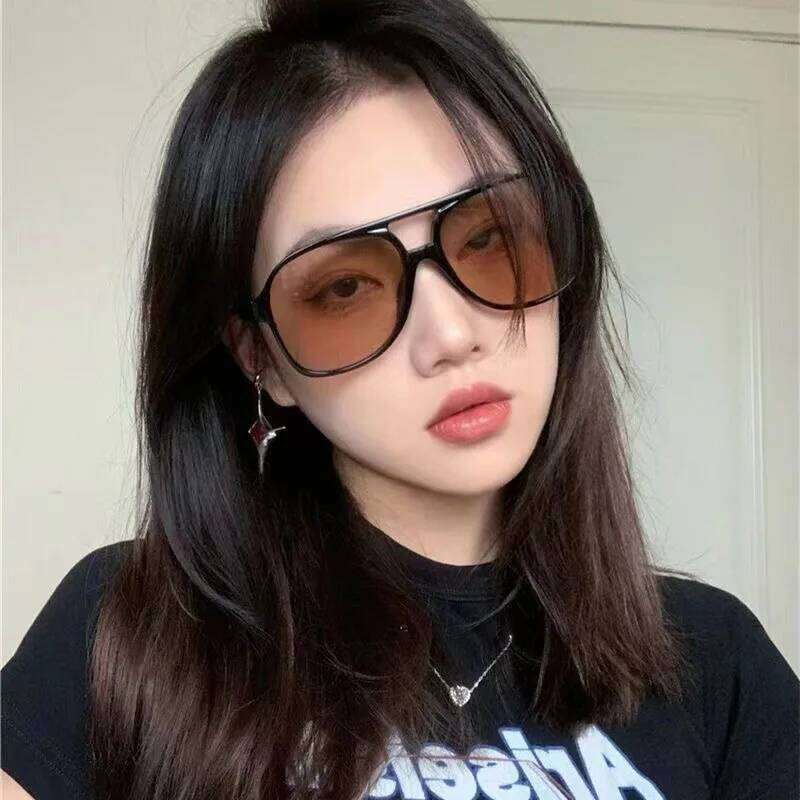 2023 Double bridge square Women Sunglasses Vintage Brand Designer Men Sun Glasses Shades Female Exaggerated oversize sunglasses Y260207