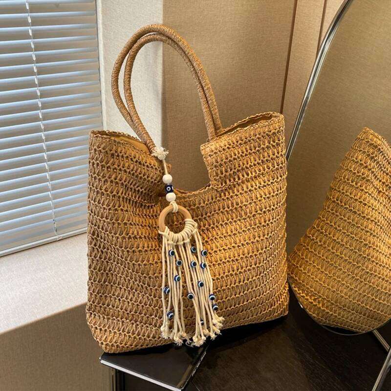 Bag With Tassels Bohomian Straw Handbag Large Capacity Vocation Handbags Perfect For Beach Pool And Travel C260207