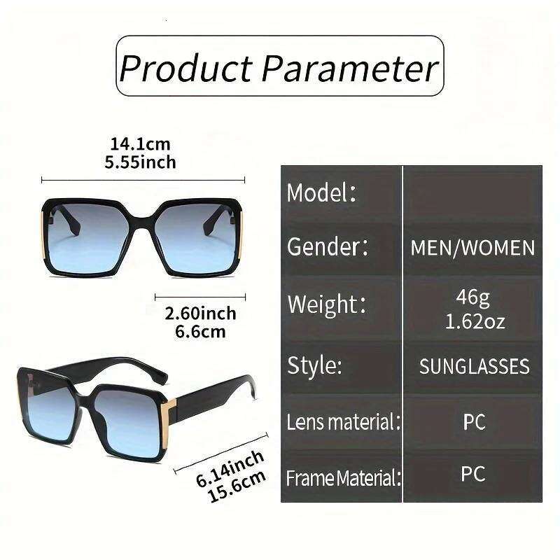 Extra Large Square Fashion Sunglasses for Men and Women Brand Gradient Color Glasses Summer Party Y260207