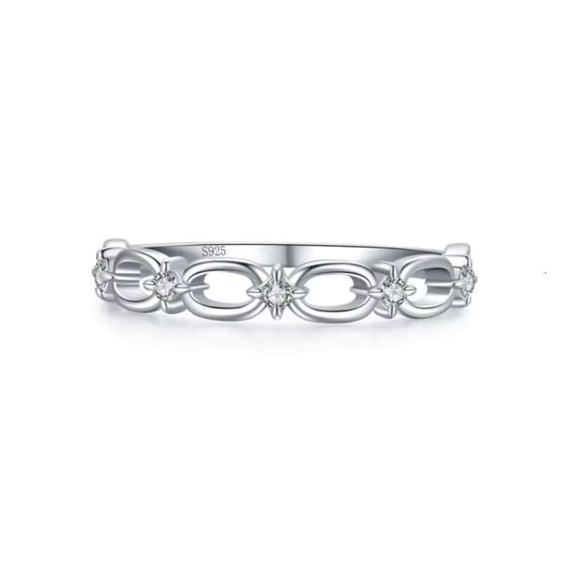 Exquisite Cubic Zirconia Diamond S925 Sterling Silver Openwork Zircon Wedding Ring For Women Engagement