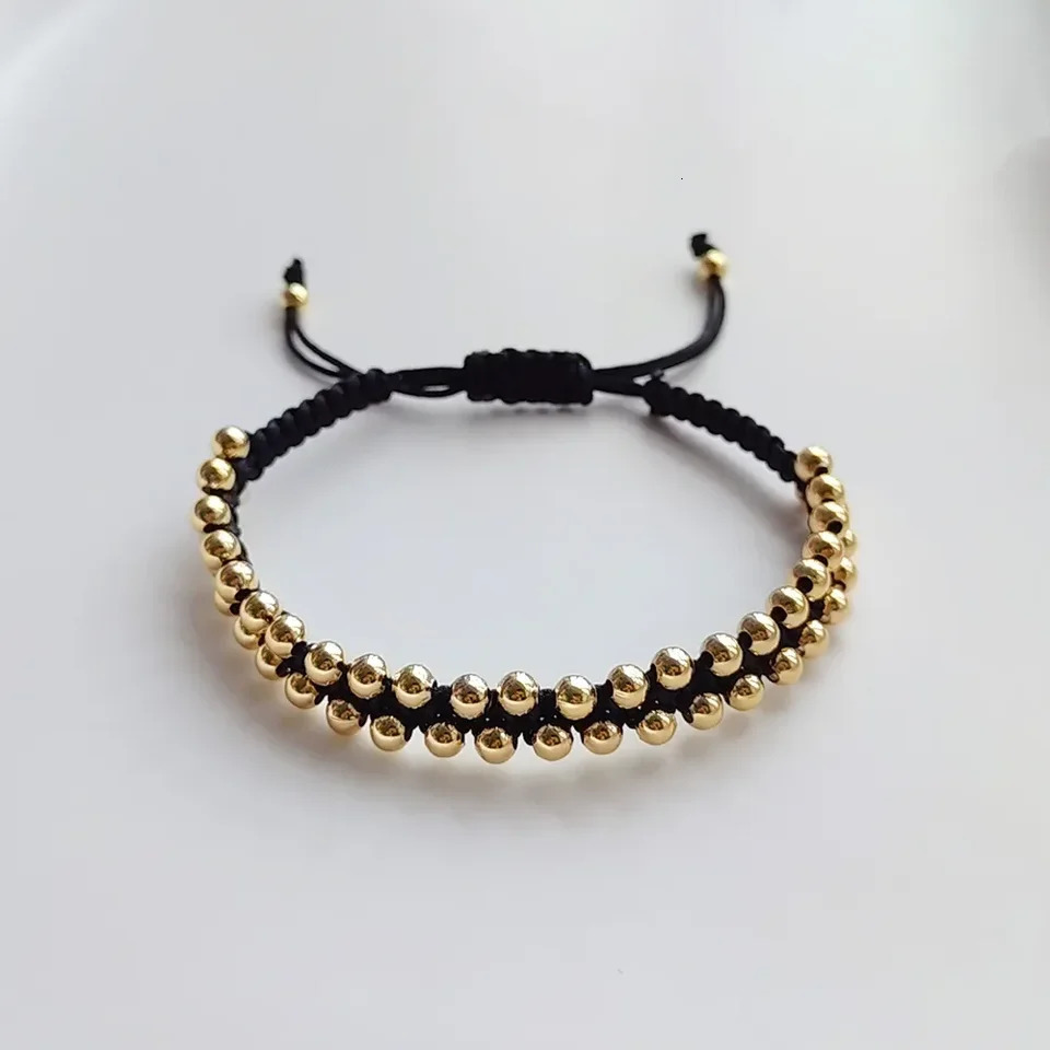 KKBEAD Handmade Braided Bracelet Jewelry for Women 4mm High Quality Gold Plated Beads Bracelets Bijoux Fashion Pulseras Femme 260202