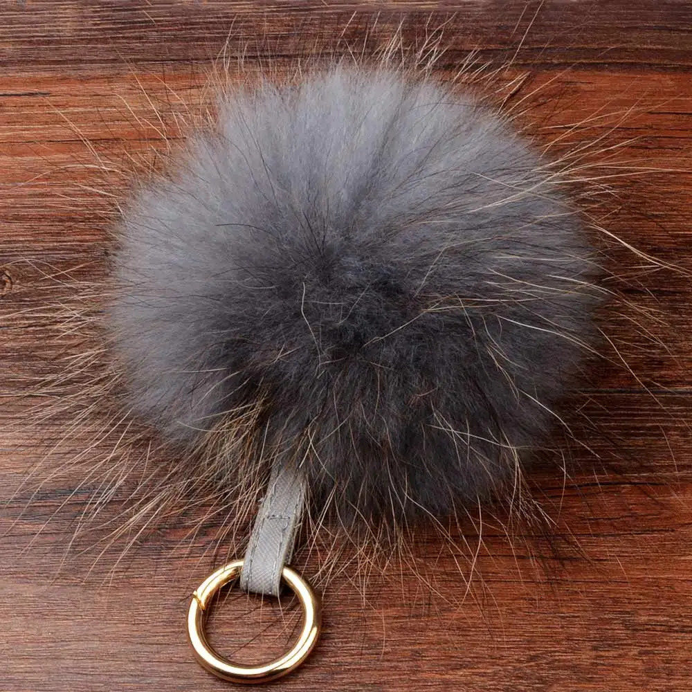 LFPU Colorful 15CM Fluffy Genuine Raccoon Fur Keychain Women Bag Pendant Ball Keyring Handbag Pompom Keychain Jewelry 260107