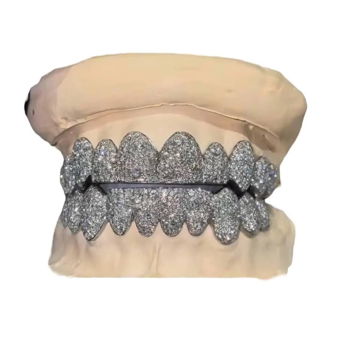 Custom Fit Lab Grown Moissanite Grillz for Teeth Fashion Jewelry Rhodium Plated 925 Sterling Silver High Shine Finish India