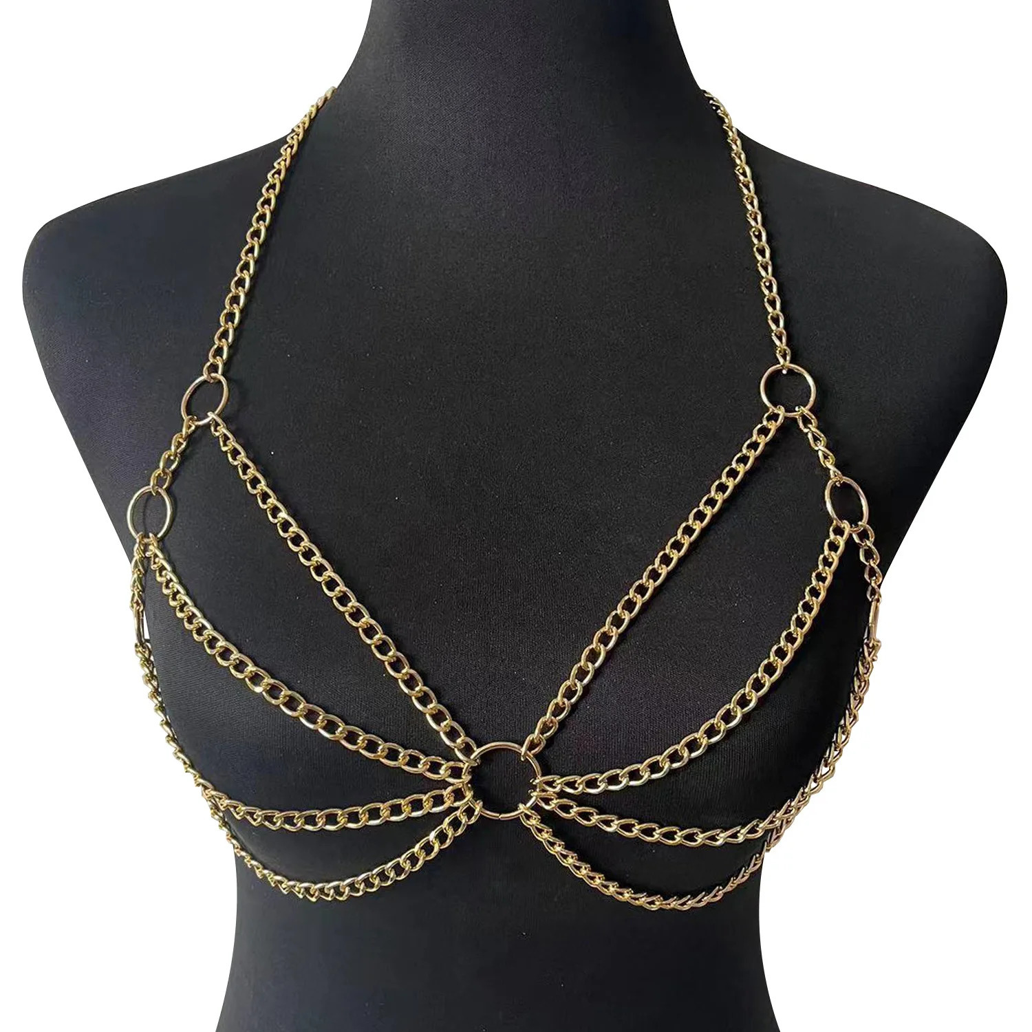 Metal Body Chain Bra Harness Sexy Chest Chain Beach Body Jewelry For Women 2025 Rave Accessories 260120