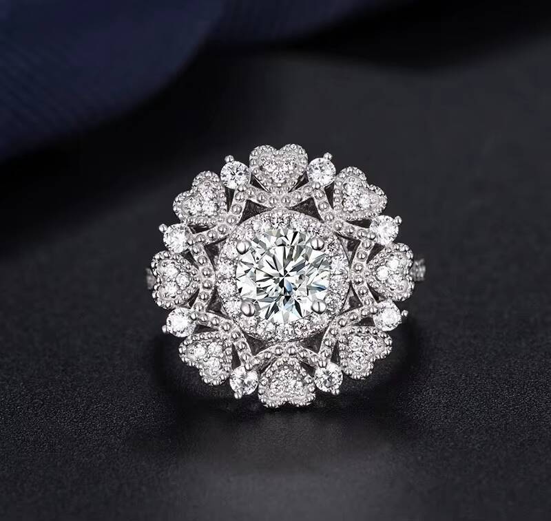 Custom Cubic Zirconia Engagement Ring Europe and America 925 Sterling Silver Diamond Womens Wedding Ring