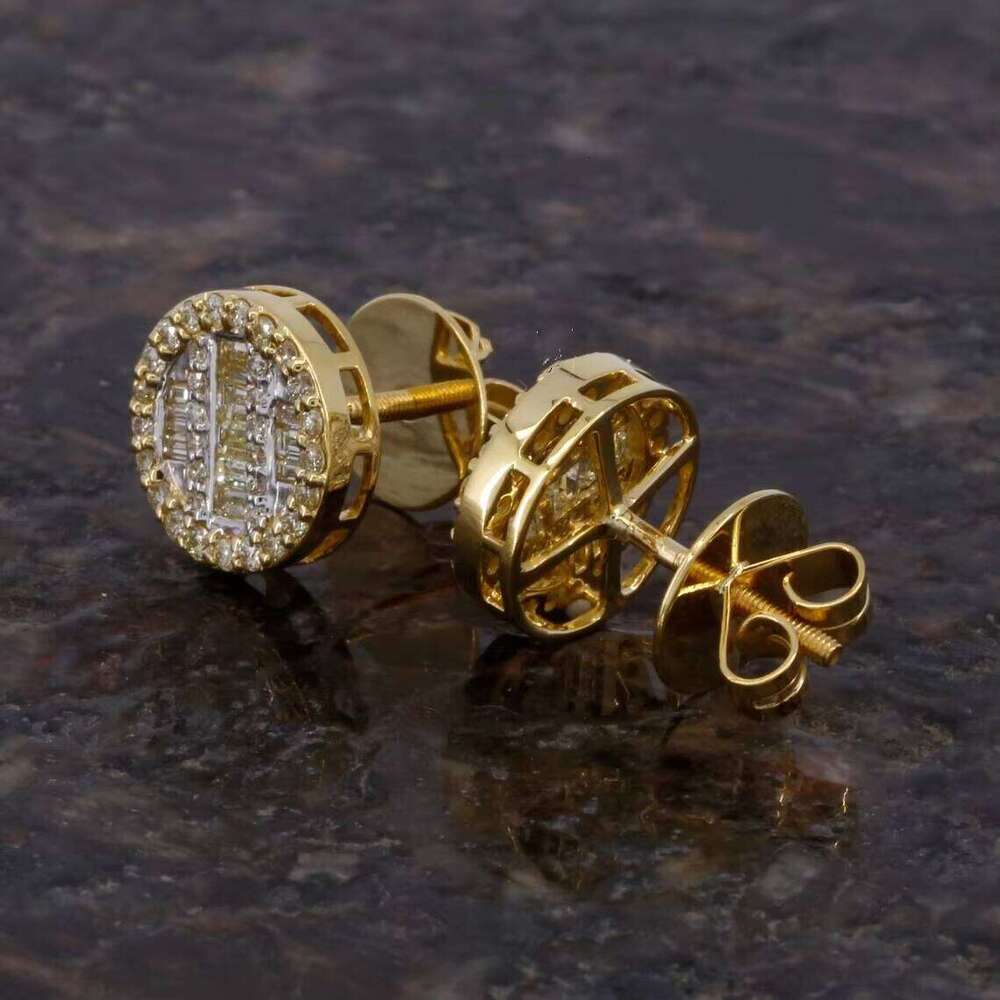 Hip Hop Iced Out VVS Cluster 925 Sterling Silver Comfortable Hand Setting Baguette Moissanite Earrings Men