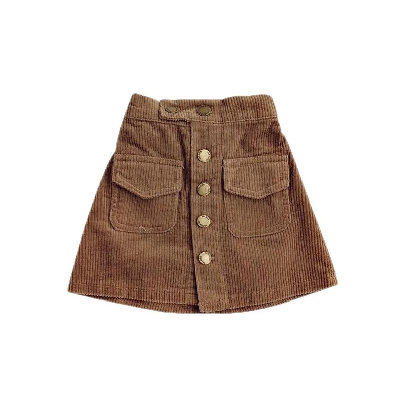 Baby Girl Aline Spring Skirt Corduroy Half Solid Classic Short Autumn Wrapped Hip Versatile Childrens 260207