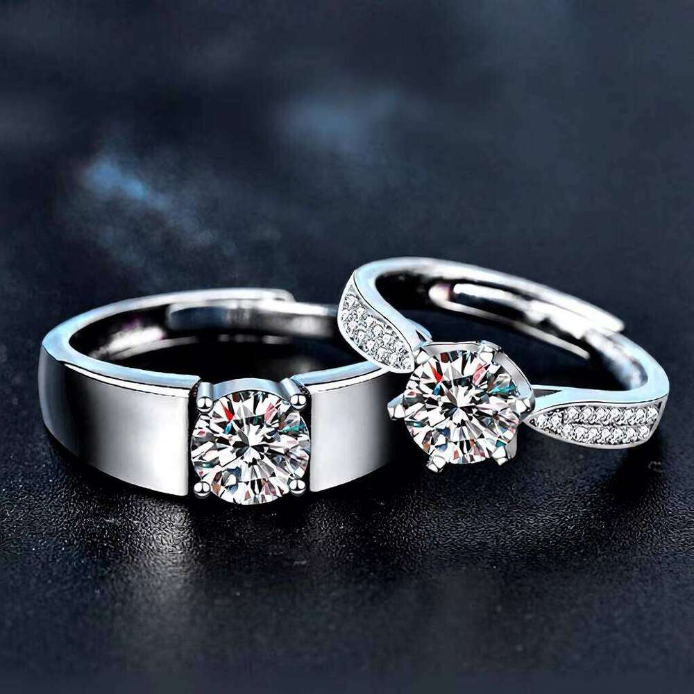 Wholesale Price Men's And Women's Diamond White Gold Plated 925 Sterling Silver Open Fashion Moissanite Ring
