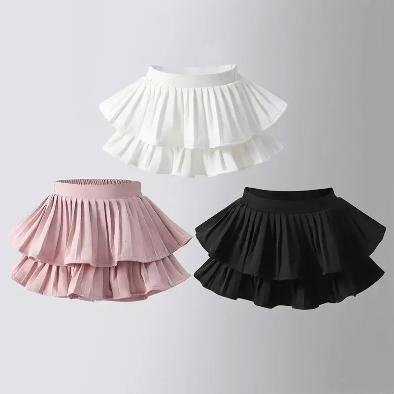 Summer Baby Girls Cake Skirts Solid Elastic Waist Children Girl Pleated High Quality Preppy Style Junior Dance Skirt 260207