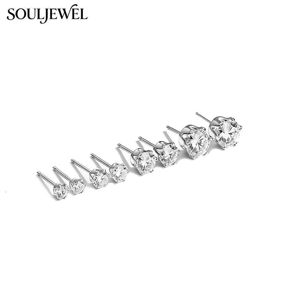 925 Sterling Silver Rhodium Plated Moissanite Solitaire Stud Earrings Sculpted Six Claw Flower Setting GRA Certified Women's