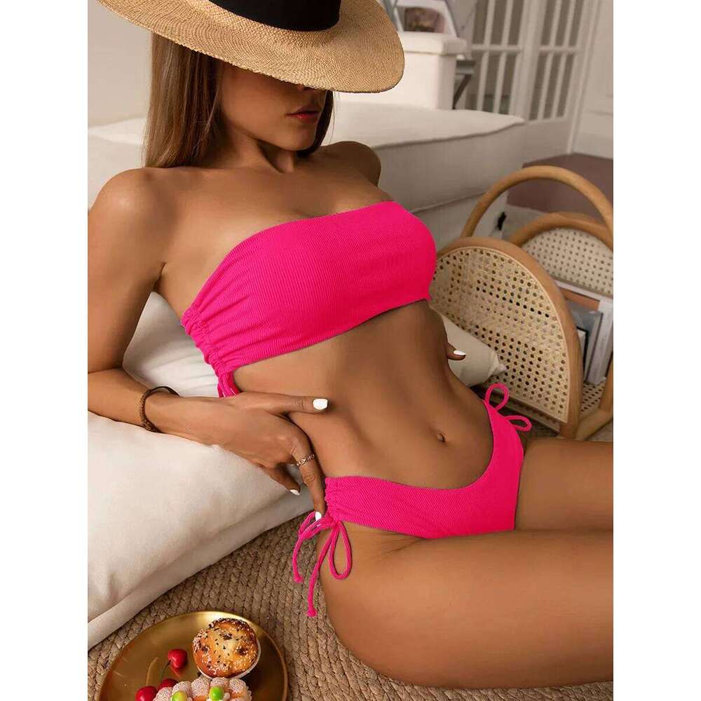 Sexy Bandeau Bikinis 2025 Women Brazilian Swimwear Female Swimsuit Two Pieces Bikini Set Bather Bathing Suits Girls Beach Wear C260207