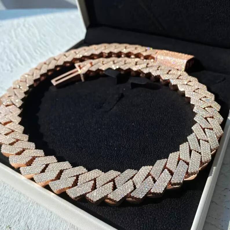 2026 new style 925 silver Iced Out 20mm Hip Hop vvs Moissanite Chain Cuban Hip Hop Customized Chain