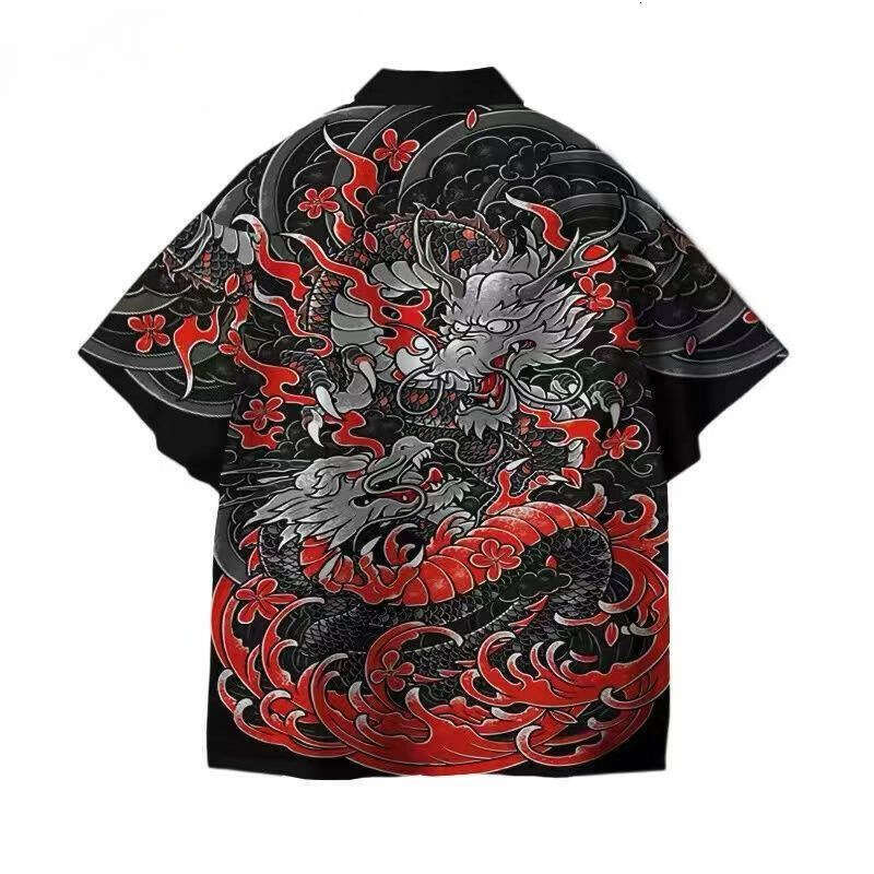 New Men's Clothing In Trend Style, Chinese Printed Short-Sleeve Summer Jacket, Loose-Fitting Shirt, Year Of The Dragon, Ethnic Style Luanyun
