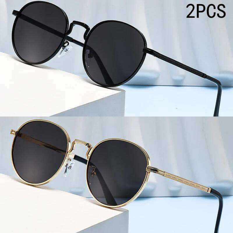 2PCS New Model Metal-framed Sunglasses, Trendy Fashionable, With Oval Shape And Stylish Design.2403 Y260207