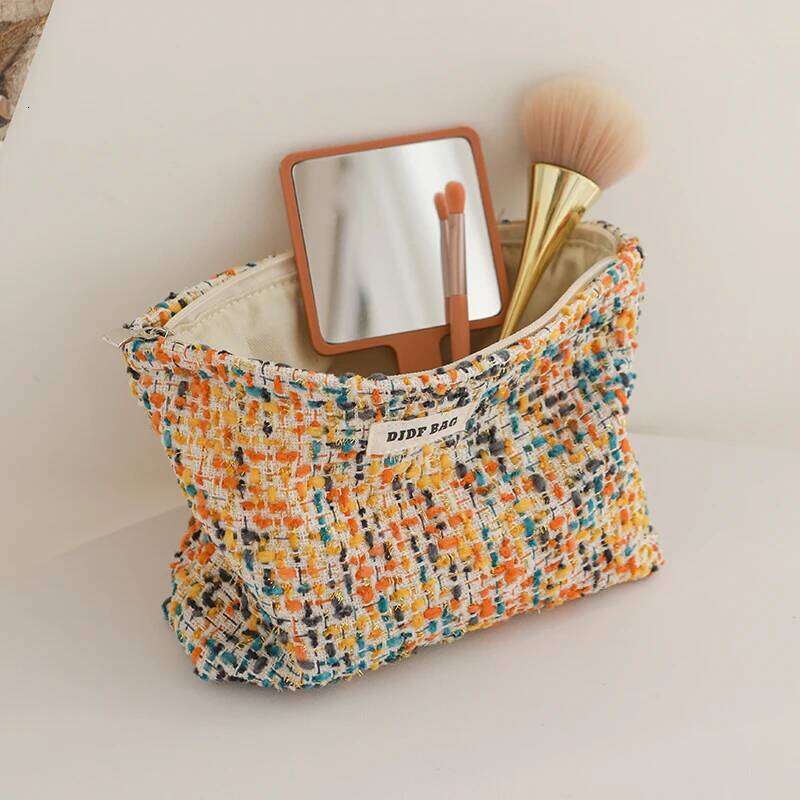 Yellow Plush Women's Portable Travel Toiletry Large Capacity Cosmetic Change Storage Bag Commuter Clutch Ins Y260206