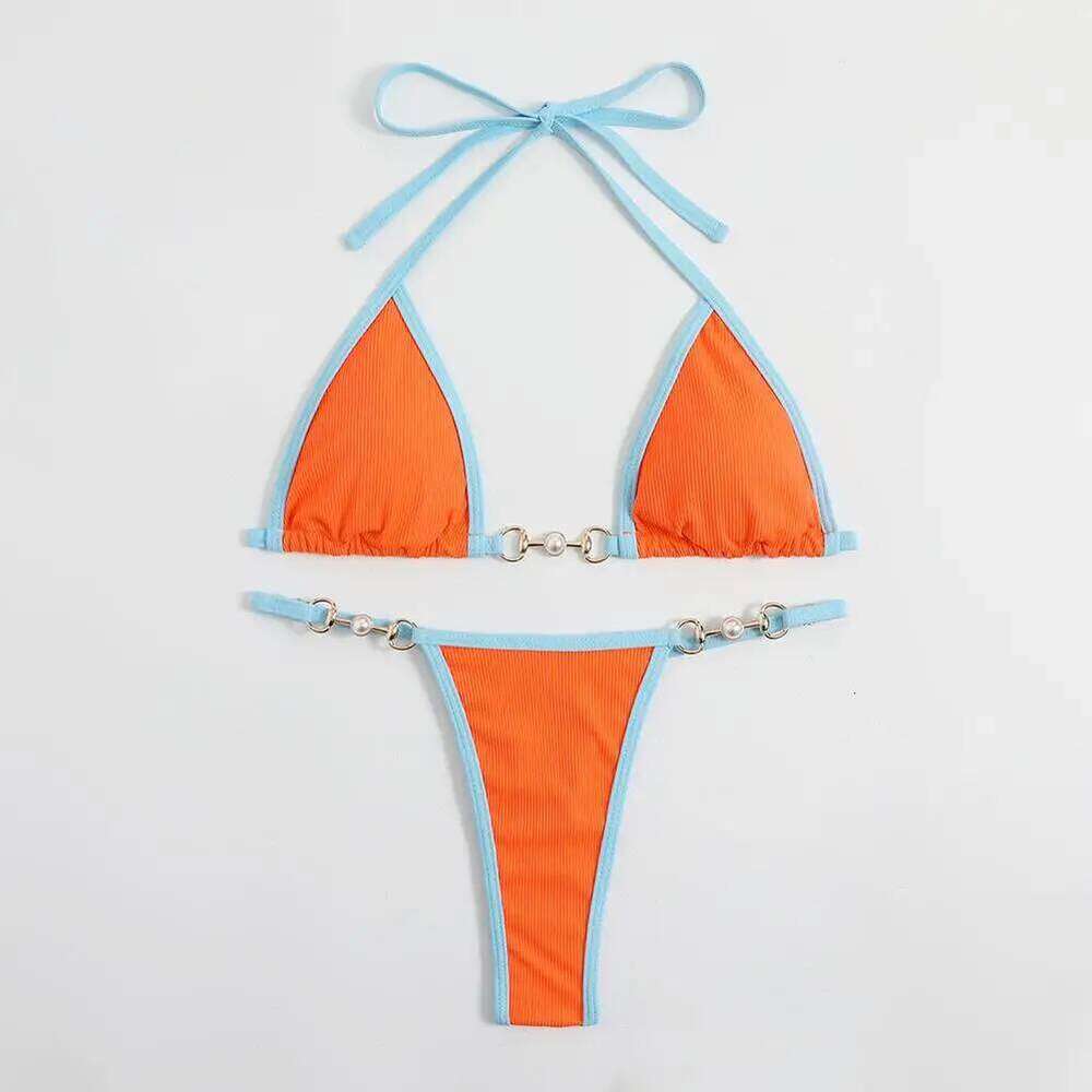 Ladies' Color Block Women's Two-piece Soft Casual Brazilian Underwear Bikini Split Swimsuit Sexy Female Lingerie C260207