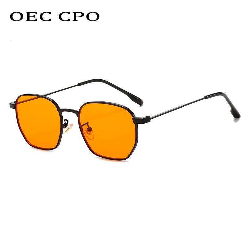 OEC CPO Retro Punk Square Sunglasses Women Fashion Orange Lens Metal Shades UV400 Men Sun Glasses Female Eyewear Y260207